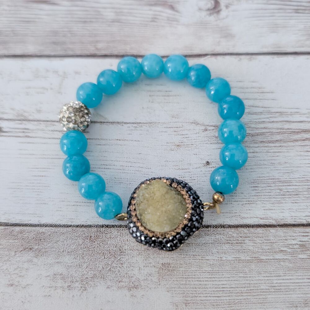 Blue Stretch Bracelet with Charm - Small - Condition Issues